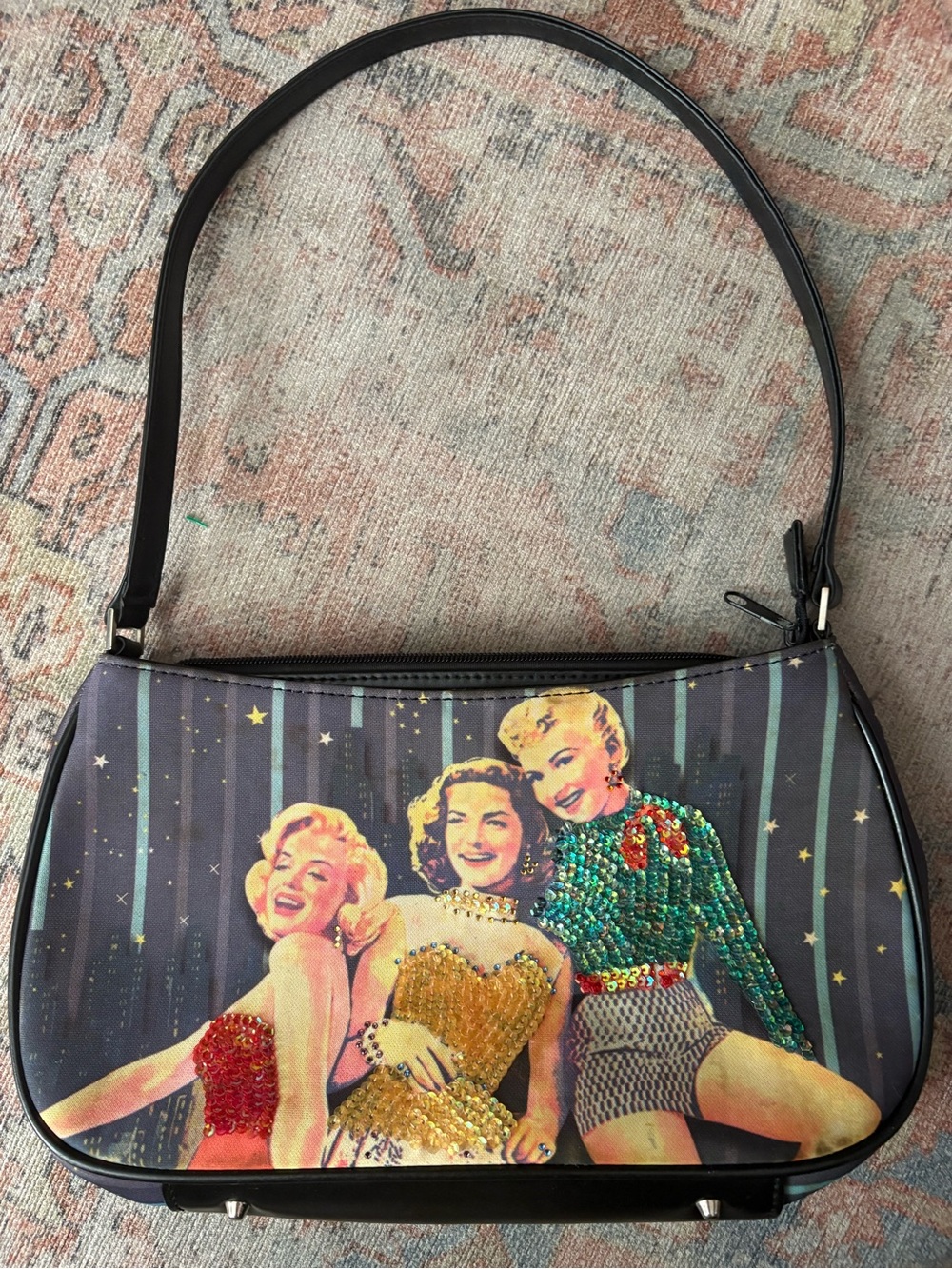 Vintage Marilyn Monroe Sequin Graphic Shoulder Bag How to Marry a Millionaire